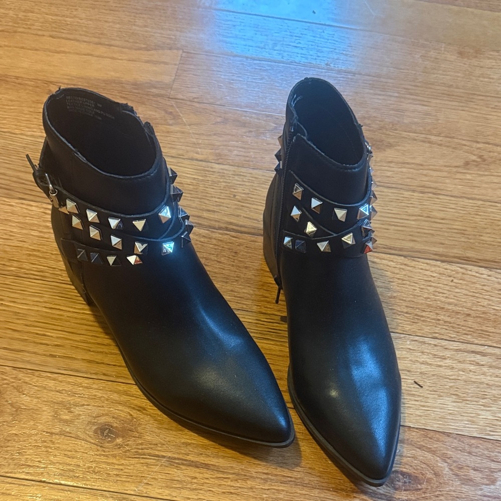 Steve Madden Black Studded Ankle Booties